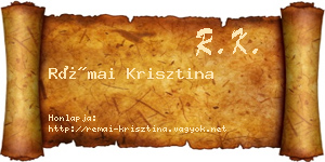 Rémai Krisztina névjegykártya